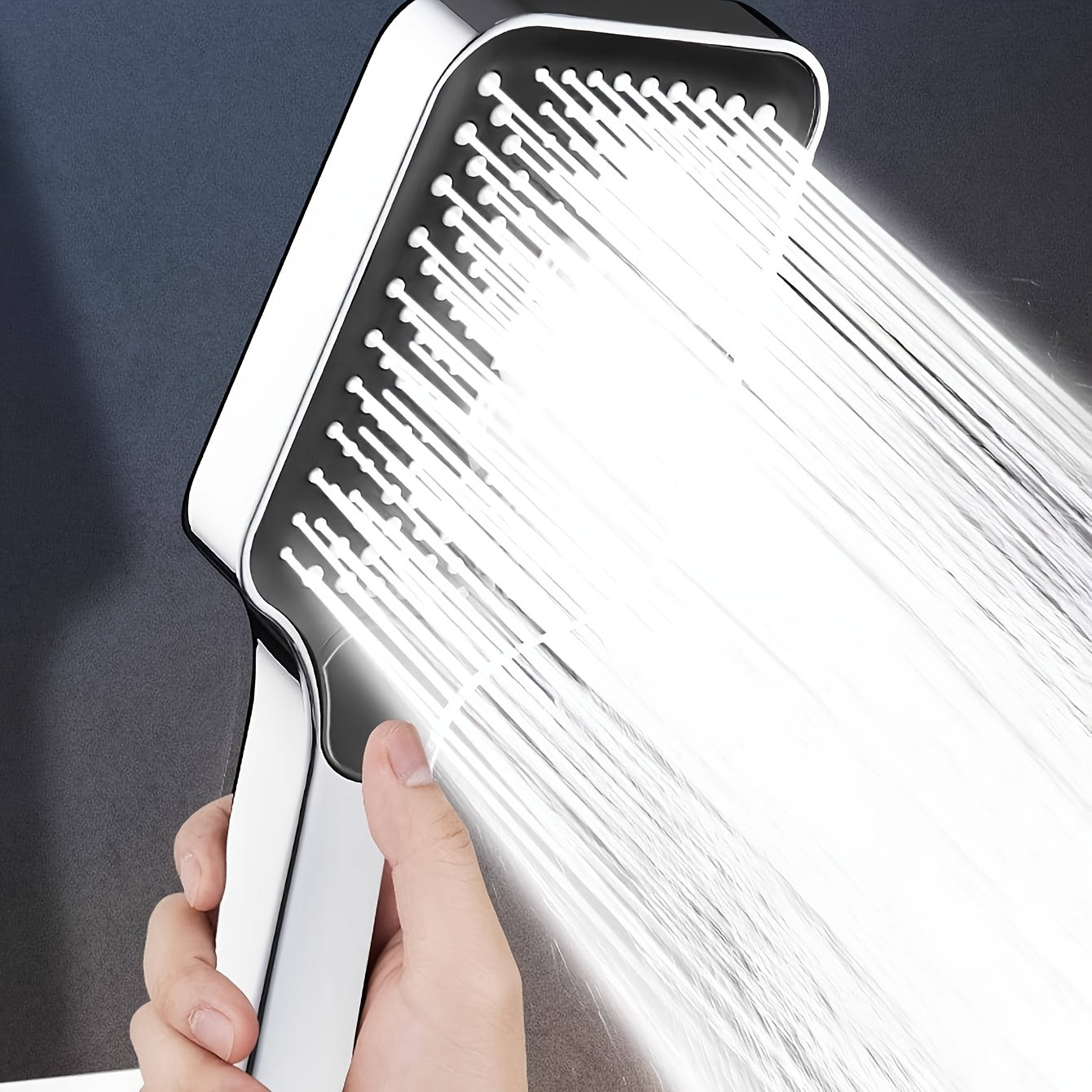 Square Button Shower Head: Ultra-Powerful Boosted Water Pressure Square Large Nozzle Rainfall Handheld Shower for Home Hot Water Heater