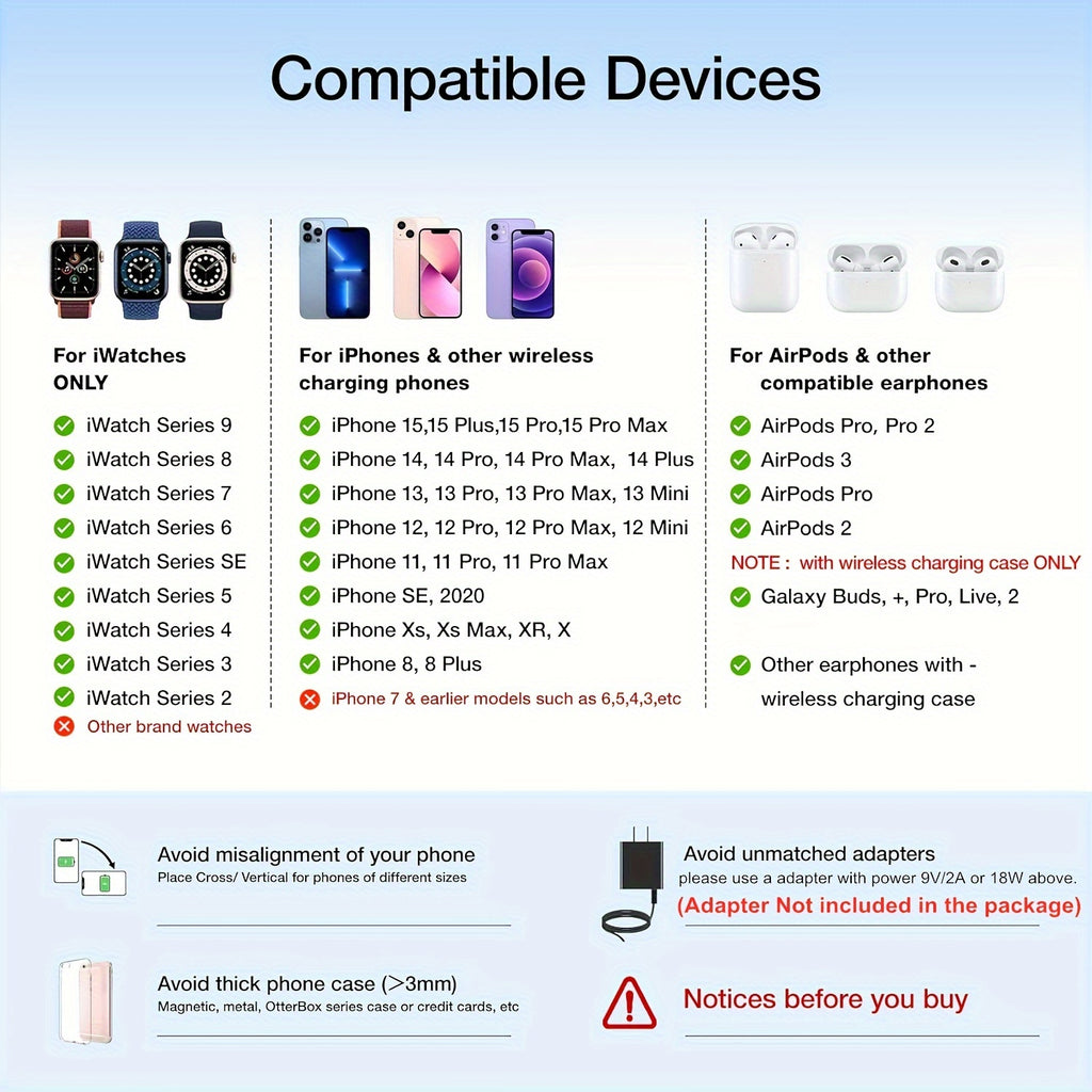 PDKUAI 3-in-1 Foldable Wireless Charging Stand for Smartphones & Watches - USB-Powered Travel-Friendly Design with Multiple Compartments, Compact & Stylish for Home & On-the-Go Use, Phone Charging Station, Modern Accessory, S