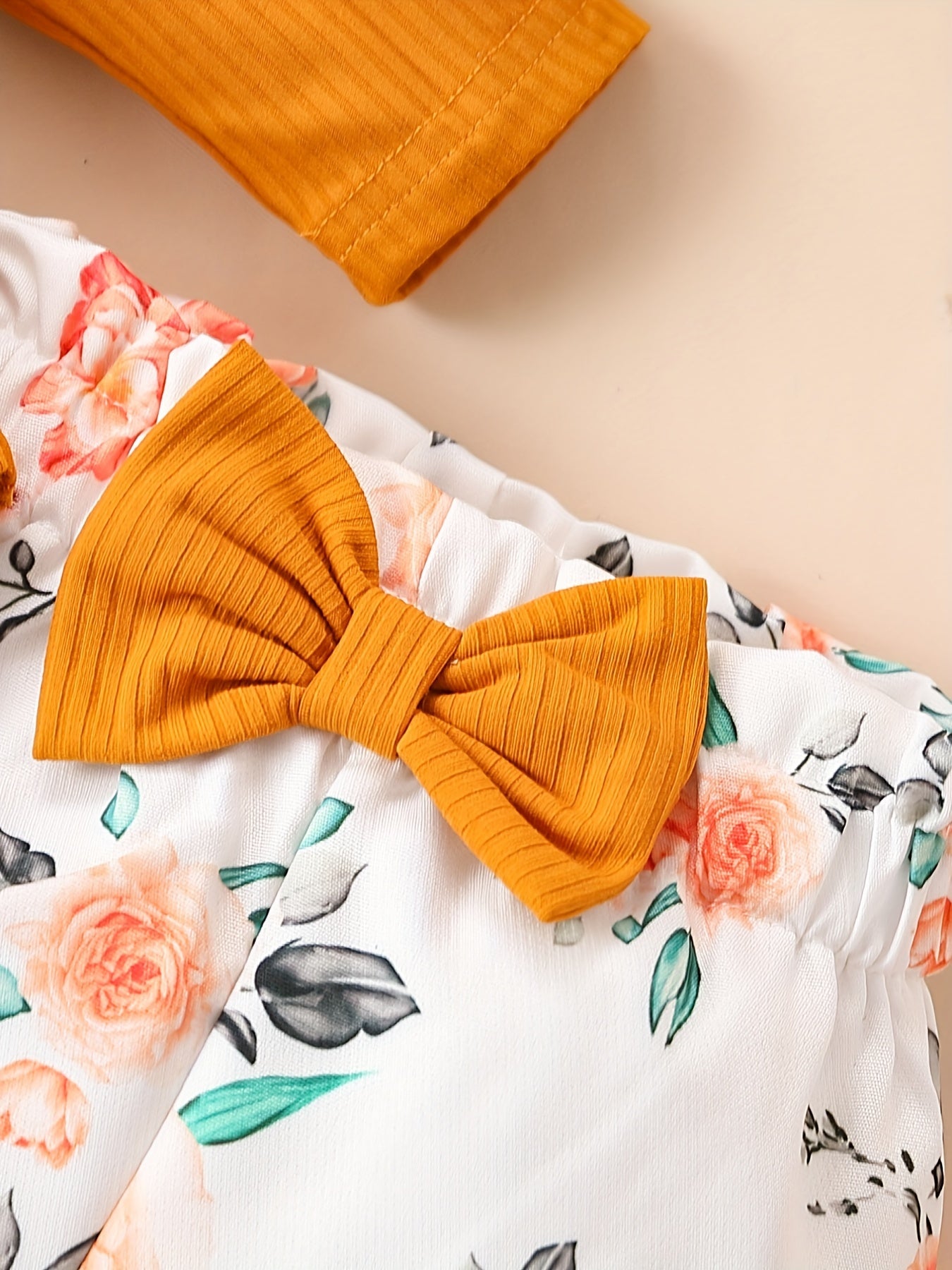 Cute Baby 3pcs Outfits - Floral/leopard Pants & Ruffle Long Sleeve Infant Romper & Headband Set Outdoor Set