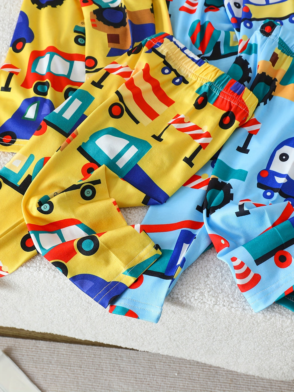 3 Sets 6pcs Baby Boy's Small Car Print Long Sleeves & Pants Set, Comfortable & Skin-friendly Style Underwear For Baby Boys