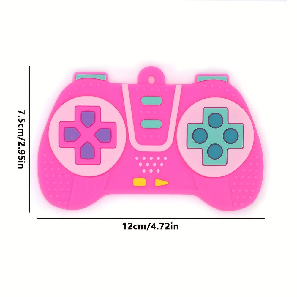 Newborn silicone teething toy game controller shape, baby teething toy, teething period silicone toy, suitable for boys and girls aged 6-24 months as holiday gifts