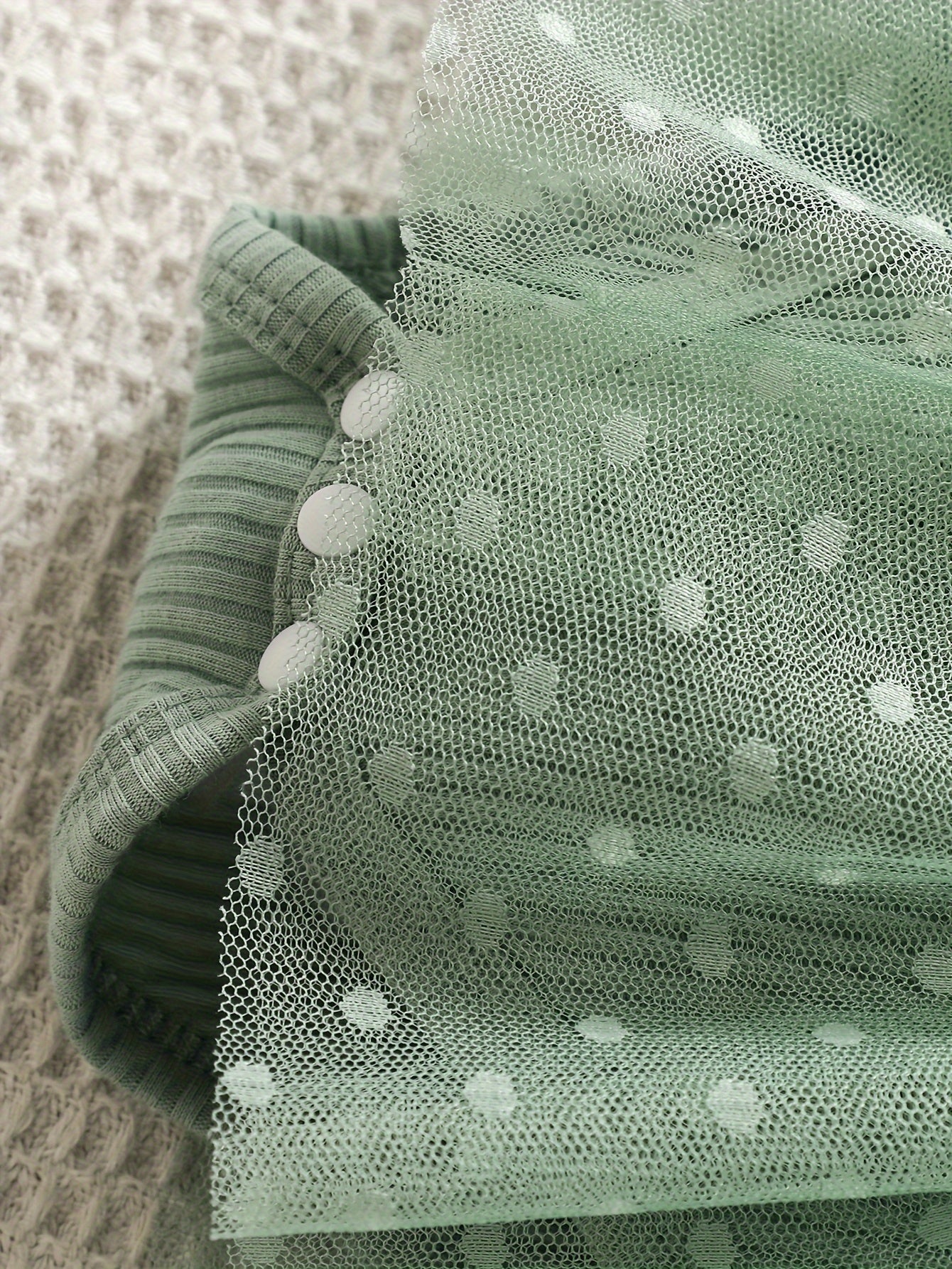 Infant Girls' Spring/Autumn Cotton Ribbed Tulle Dress with 3D Floral Appliques, Sweet Style, Solid Color, Slim Fit, Knit Fabric, with Matching Headband - Baby Outfit, For Outdoor