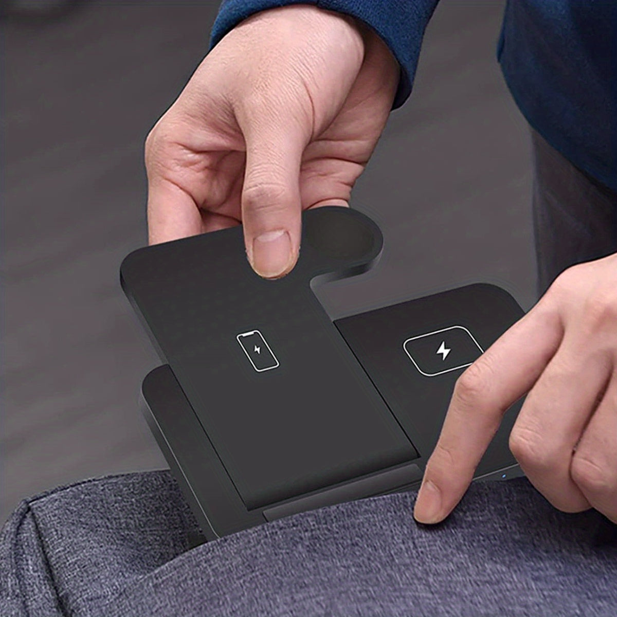 PDKUAI 3-in-1 Foldable Wireless Charging Stand for Smartphones & Watches - USB-Powered Travel-Friendly Design with Multiple Compartments, Compact & Stylish for Home & On-the-Go Use, Phone Charging Station, Modern Accessory, S