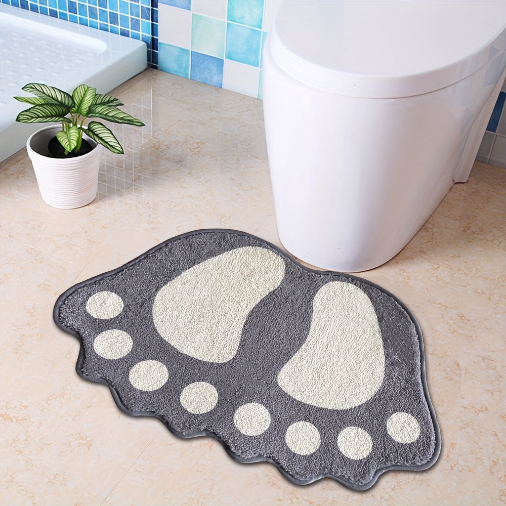 Home Relaxation, Cute Boot-Shaped Non-Slip Bath Mat - Machine Washable, Soft Polyester & PVC Blend, Grey and Cream Color, Perfect for Bathroom Decor