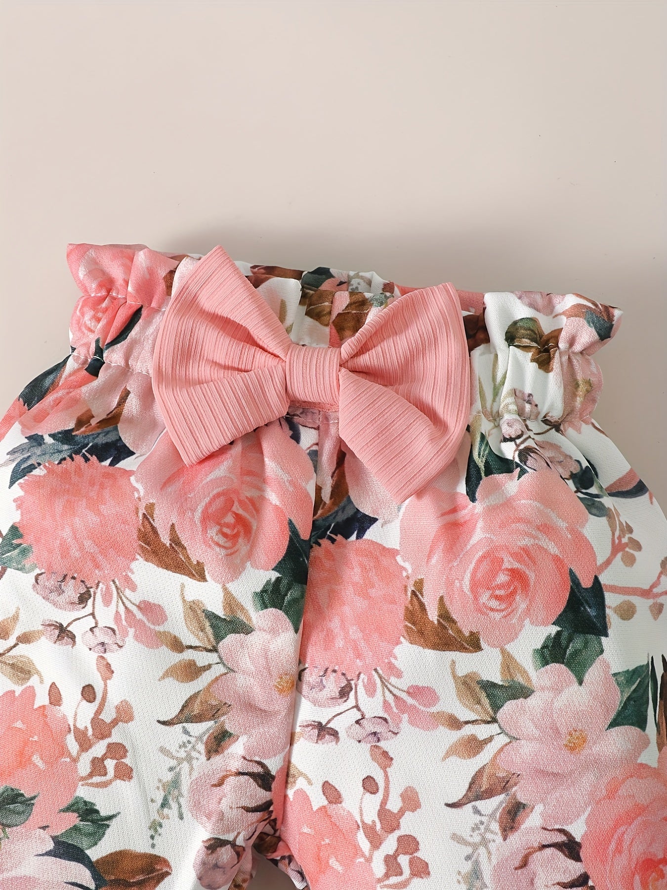 Cute Baby 3pcs Outfits - Floral/leopard Pants & Ruffle Long Sleeve Infant Romper & Headband Set Outdoor Set