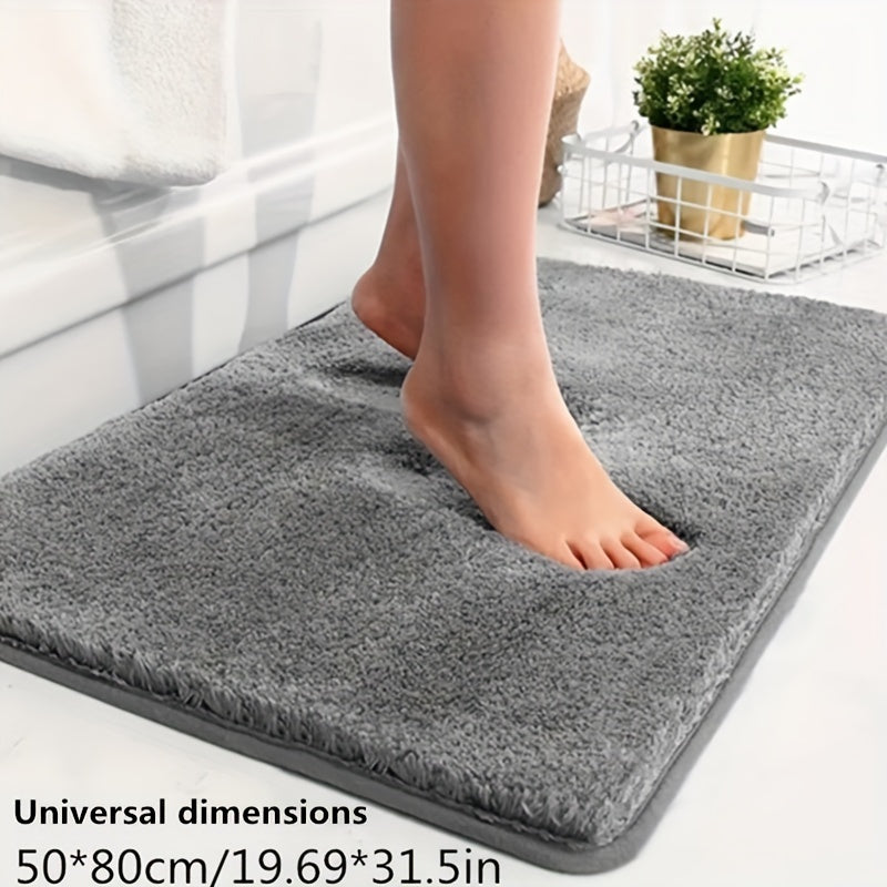 1 Thickened Microfiber Fluffy Long Plush Soft Comfort Mat Bathroom Rug Non-Slip Bath Door Mat for Bedroom Living Room Kitchen Floor Mat, Shedding and Fade-Resistant