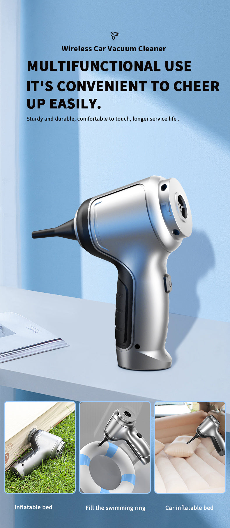 1pc Vacuum Cleaner 15000PA Wireless Handheld Vacuum Cleaner Home Appliance Car Vacuum Cleaner Wireless Handheld Car Vacuum Vacuuming And Blow 2in 1 Portable Strong Suction Cleaner Vacuum Accessories Cleaning Accessories Small