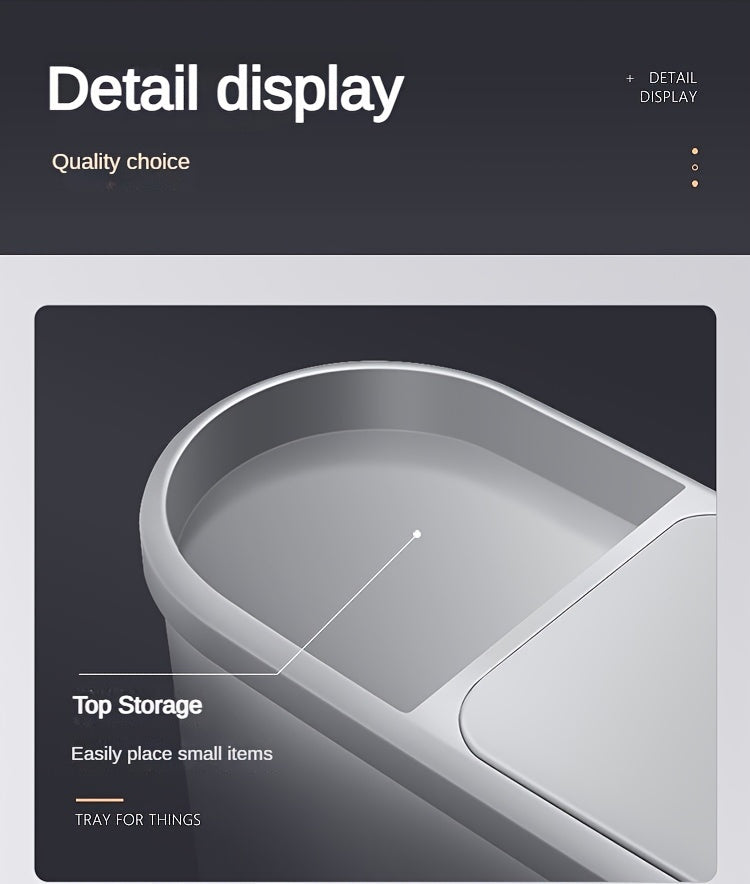 1pc Bathroom Trash Can, Household Creative Gap Waste Bin, Press Type Garbage Can With Lid, Simple Paper Basket, 10L Large Capacity Trash Bin, Home Essential, Cleaning Supplies