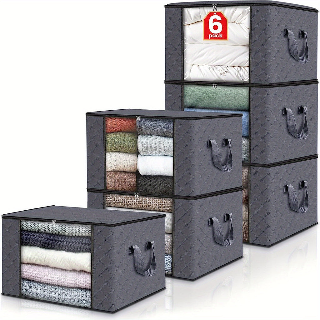 Large Capacity 3-Pack Foldable Grey Woven Fabric Storage Bins - Ideal for Home, Bedroom, Dorm, Spa Wardrobes - No Electricity Needed