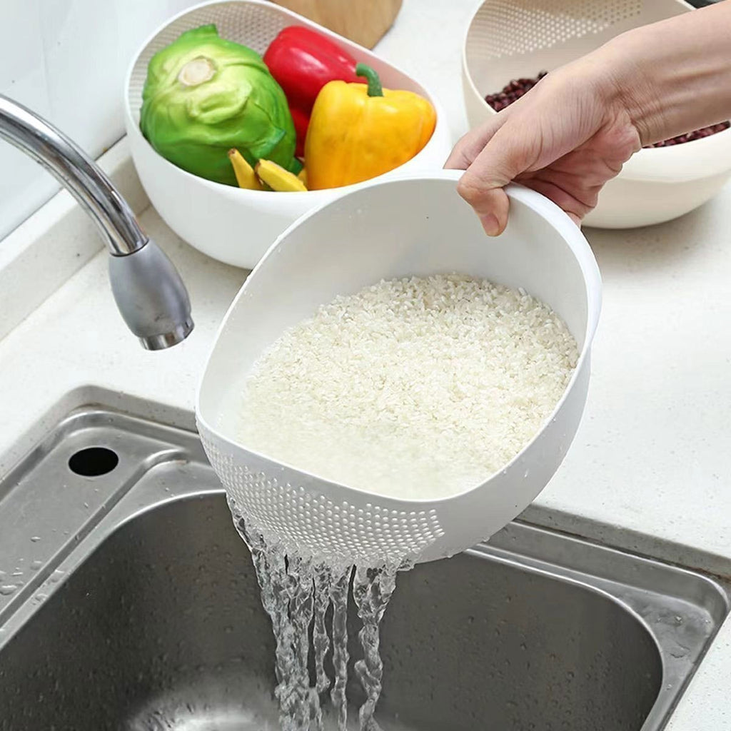 Versatile Kitchen Washing Basket - Ideal for Draining, Rice Washing & Fruit/Vegetable Cleaning | Durable Plastic, Perfect for RVs & Home Use