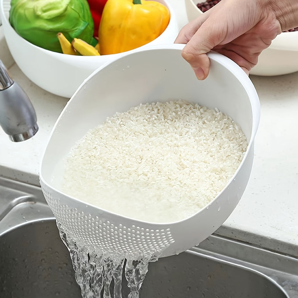 Versatile Kitchen Washing Basket - Ideal for Draining, Rice Washing & Fruit/Vegetable Cleaning | Durable Plastic, Perfect for RVs & Home Use