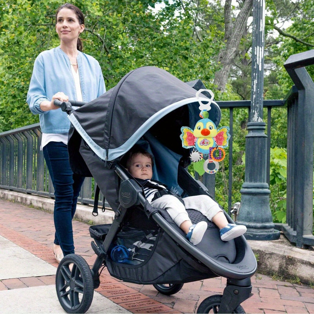 Baby Stroller Pendant Toy, Deep Pink, Polyester Fiber, Ringing, Plush Cartoon, Colorful and Stimulating, with Safety Seats, Haha Mirror, Sound Paper, Grab Loop, with Gum, for Baby