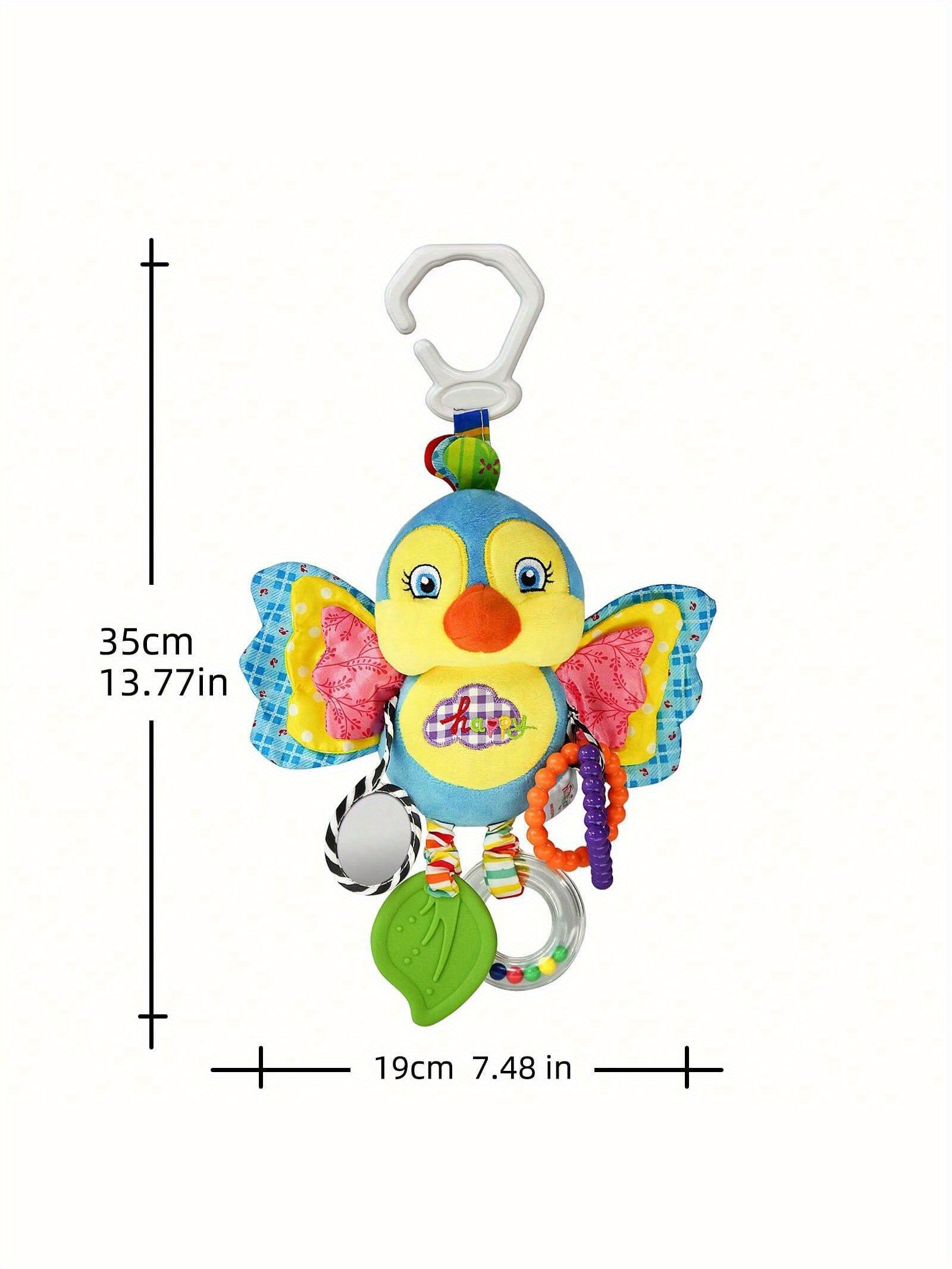 Baby Stroller Pendant Toy, Deep Pink, Polyester Fiber, Ringing, Plush Cartoon, Colorful and Stimulating, with Safety Seats, Haha Mirror, Sound Paper, Grab Loop, with Gum, for Baby