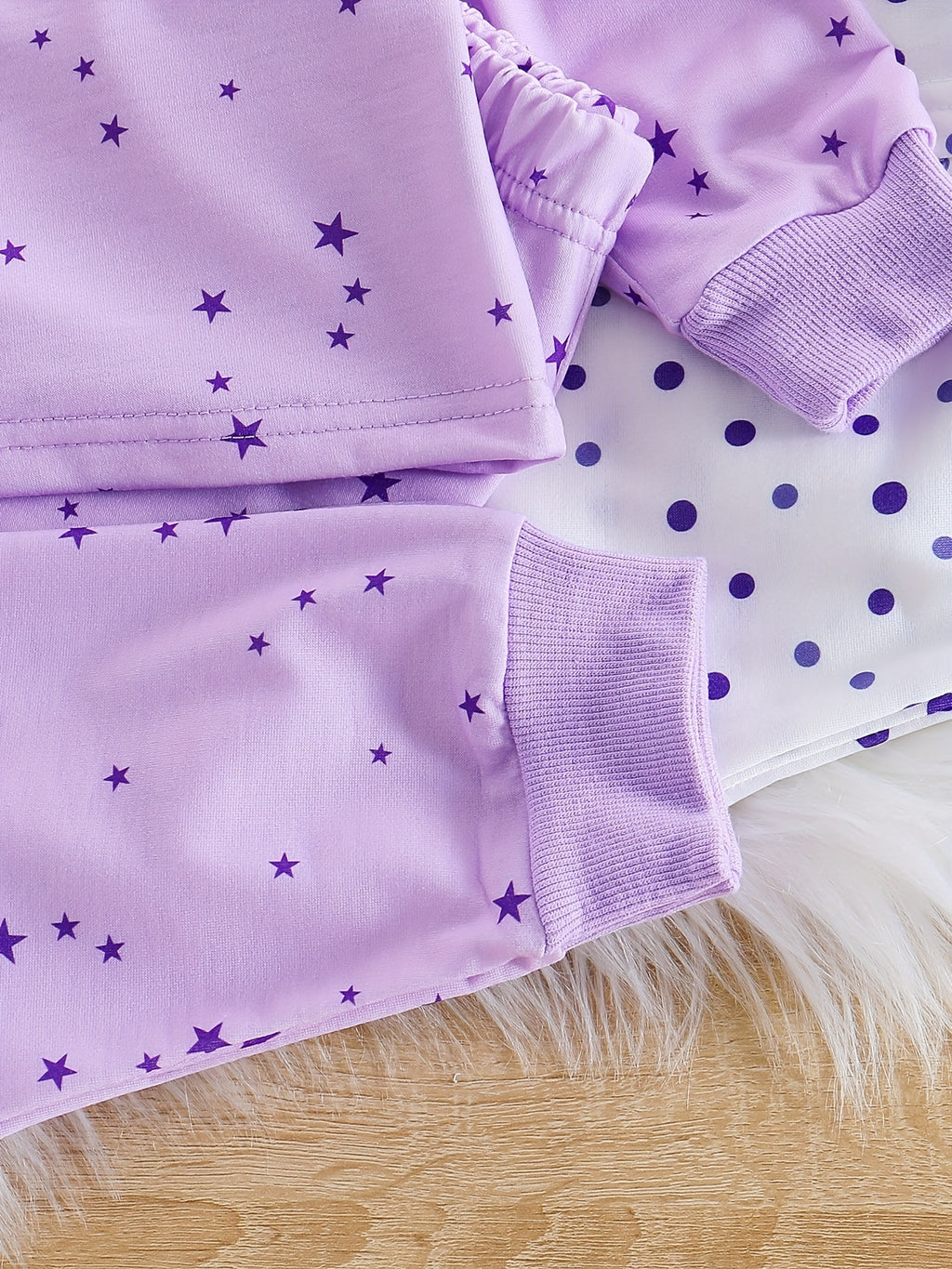 3 Sets Baby Girl's Pink Series Star Pattern Long Sleeve Top & Trousers Pajama Set, Comfy & Skin-friendly PJ Set, Baby Girl's Loungewear, As Daily Gift