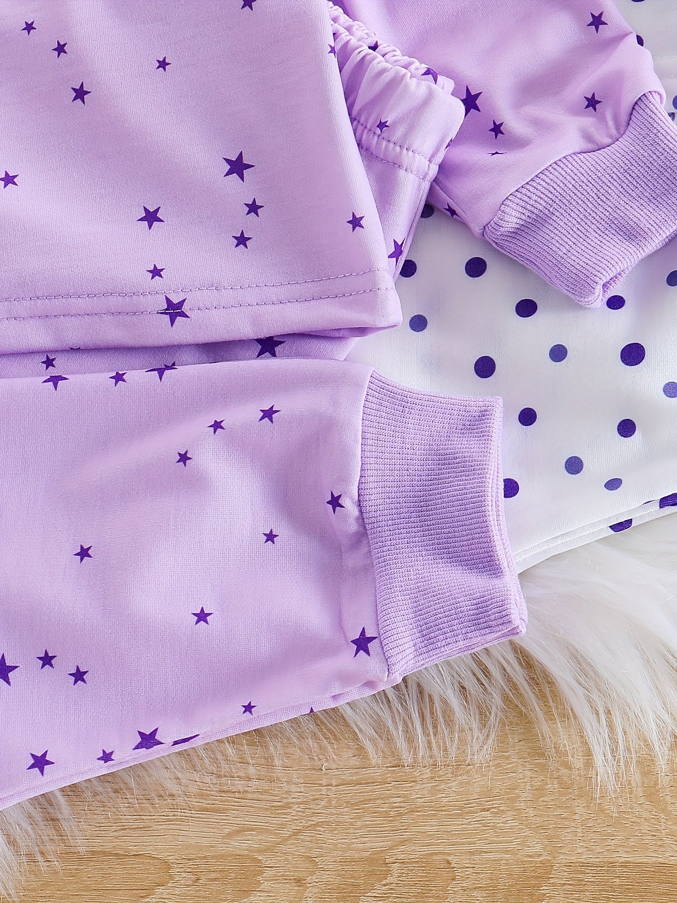 3 Sets Baby Girl's Pink Series Star Pattern Long Sleeve Top & Trousers Pajama Set, Comfy & Skin-friendly PJ Set, Baby Girl's Loungewear, As Daily Gift