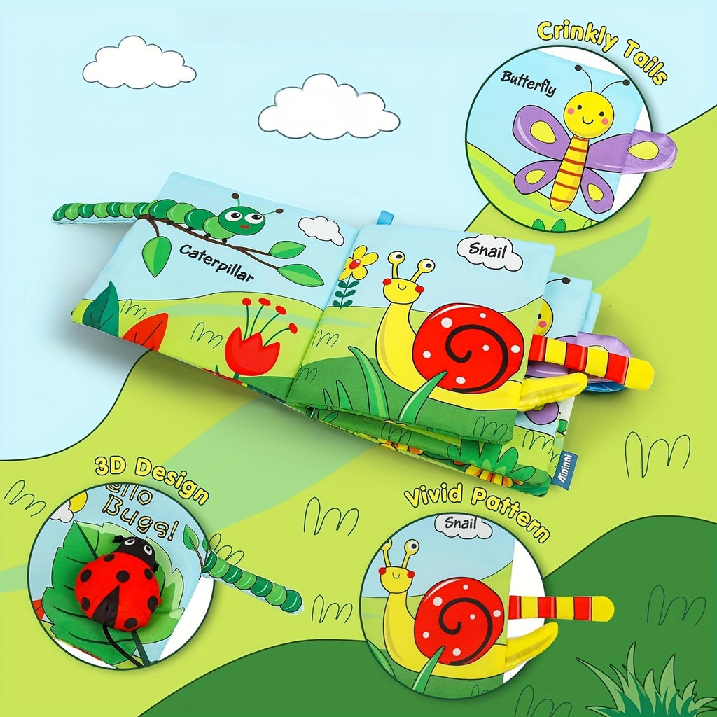 USATDD Soft Baby Books - High Contrast Touch and Feel Crinkle Cloth Books for Infants, Non-Toxic Fabrics, Educational Tummy Time Toys with Sound and Movement, Ideal Christmas Baby Shower Gift for Newborns, Newborn Gift|Playfu