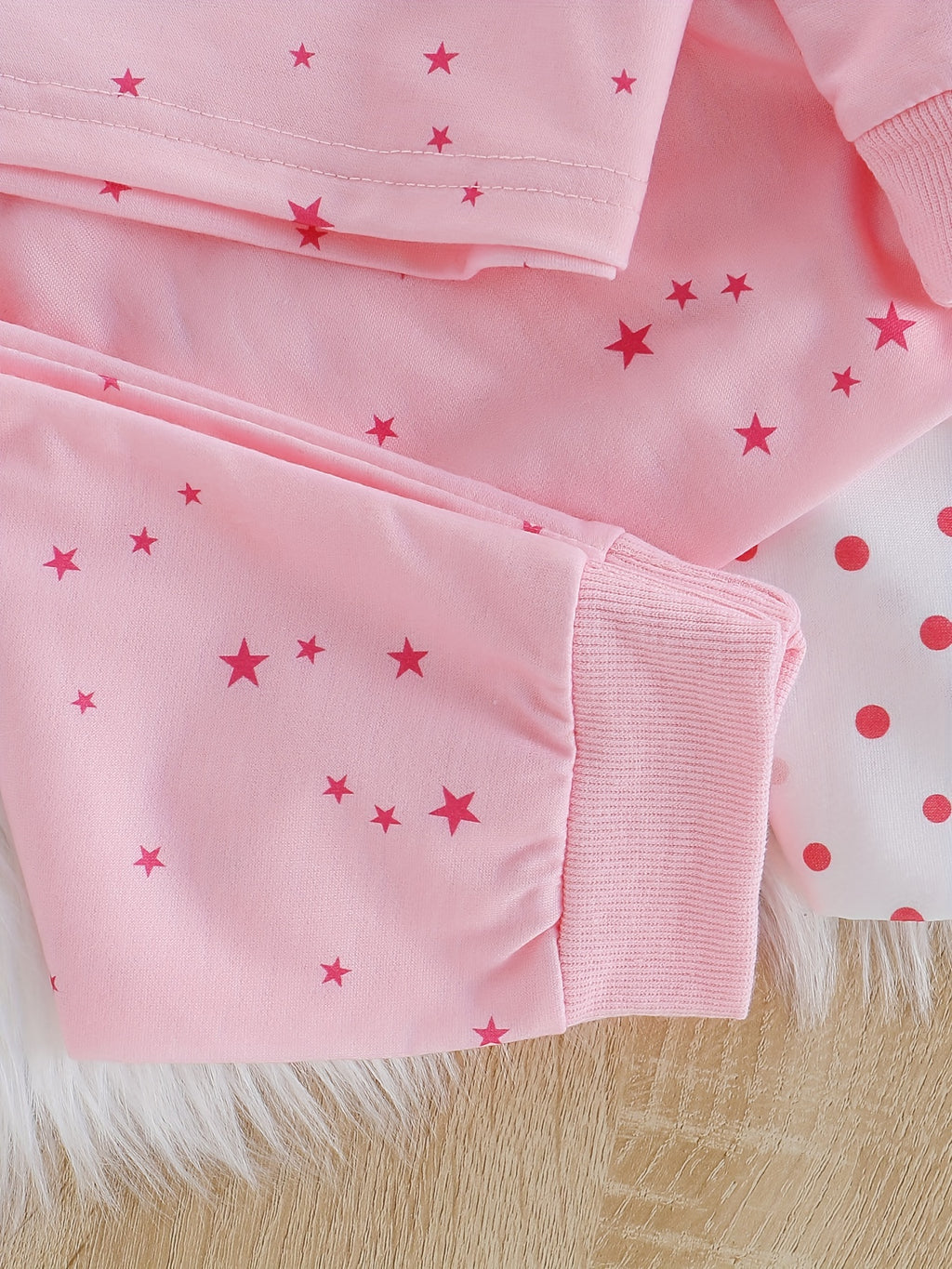 3 Sets Baby Girl's Pink Series Star Pattern Long Sleeve Top & Trousers Pajama Set, Comfy & Skin-friendly PJ Set, Baby Girl's Loungewear, As Daily Gift