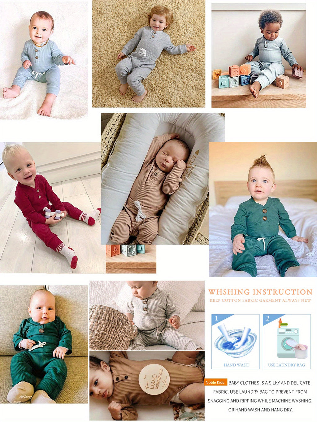 2pcs Baby Infant Boys And Girls Casual Plain Color Long Sleeve Onesie & Pants Set Clothes For Your Little One, Outdoor Cloth