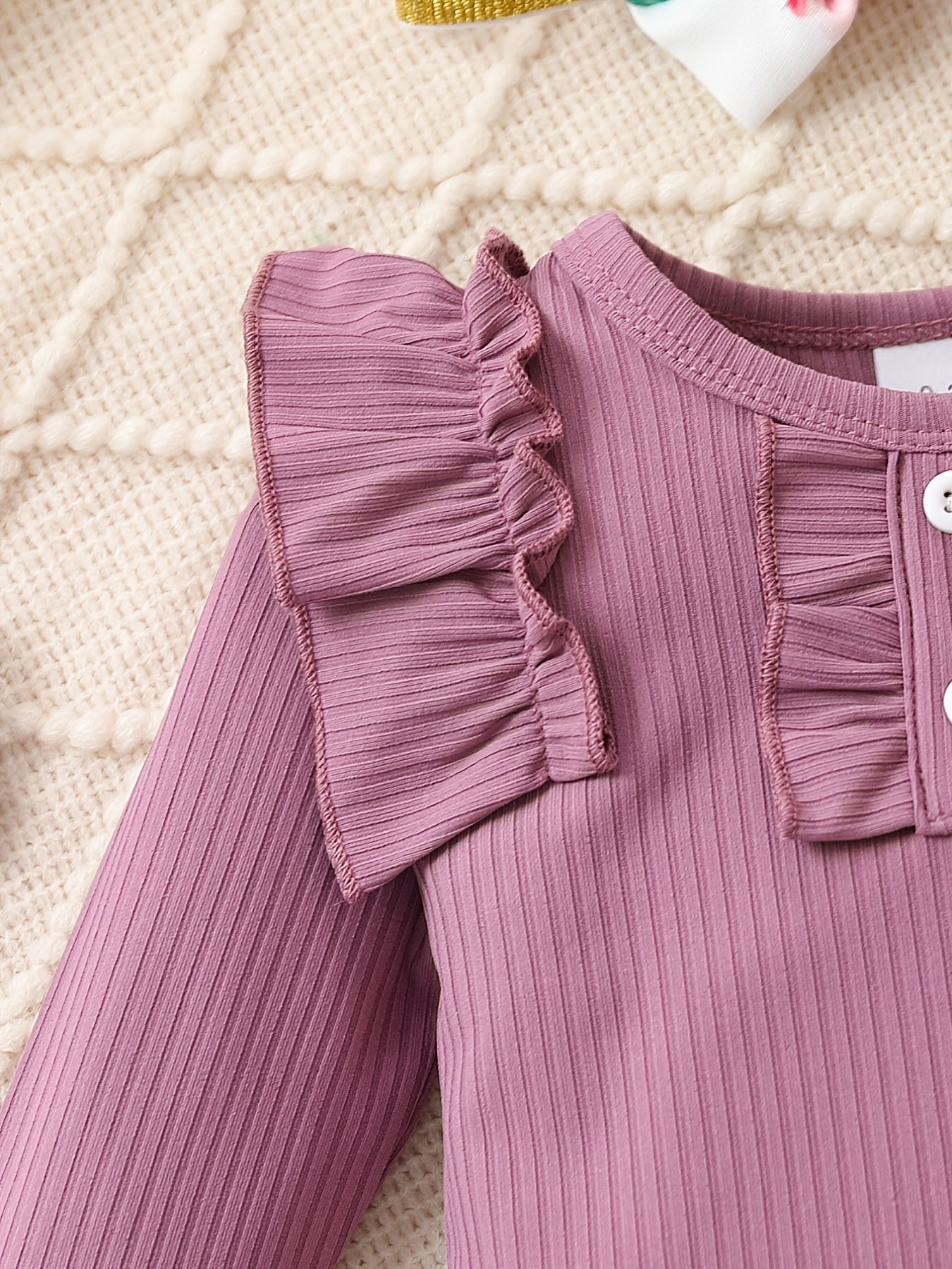 Cute Baby 3pcs Outfits - Floral/leopard Pants & Ruffle Long Sleeve Infant Romper & Headband Set Outdoor Set