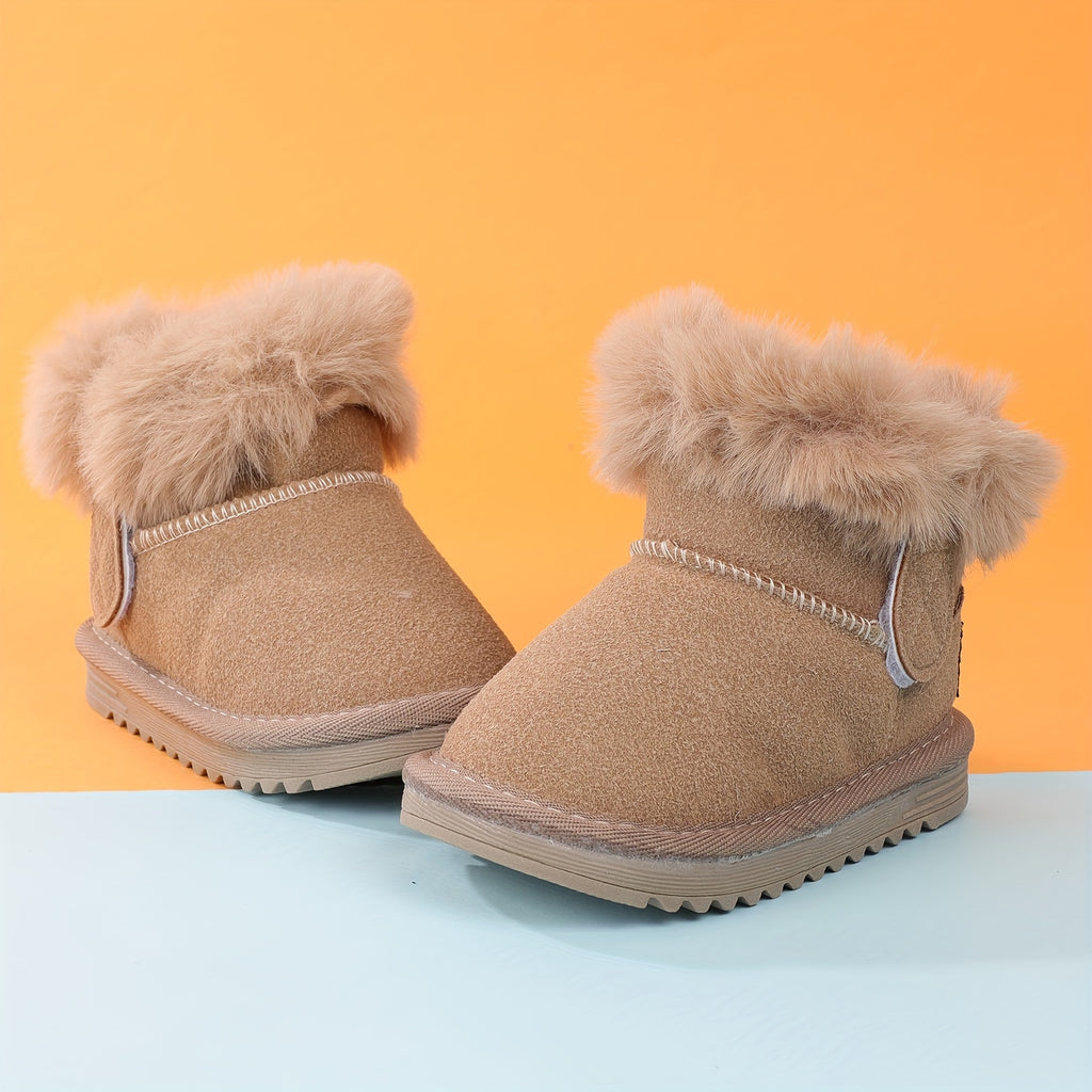 Comfortable Snow Boots For Baby Girls, Soft Warm Plus Fleece Boots For Outdoor Walking Hiking, Winter