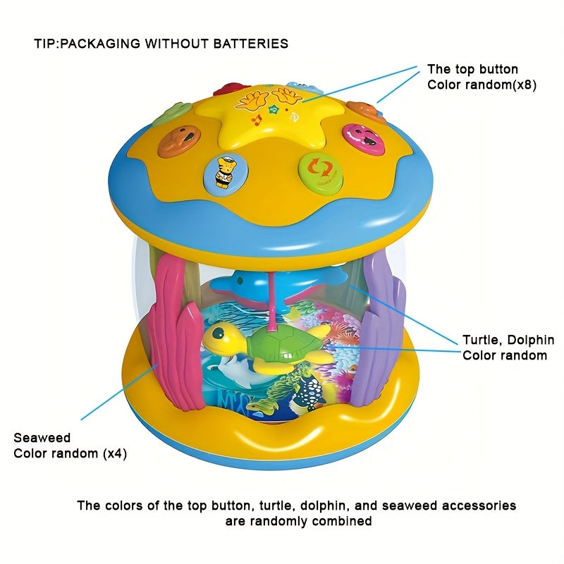 1pc CATNA BUTY Baby Musical Play Gym with Ocean Projector Lights, ABS Material, Interactive Toy for 6-36 Months, Crawling & Tummy Time Development, Suitable for Boys & Girls - Random Colorchristmas Stocking Stuffers, Christma