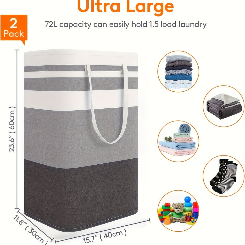 Large Laundry Basket, Freestanding with Expandable Folding Clothes Rack, Suitable for Dorm and Home Clothing Toys - Gradient Gray, 74.99L, Suitable for Hotel, Laundry Baskets