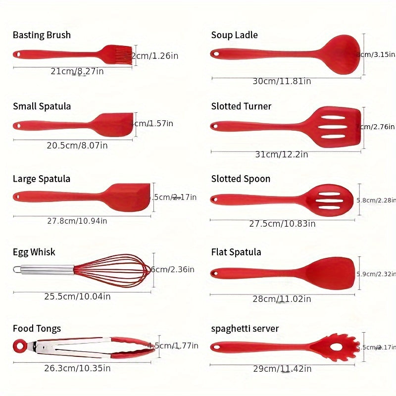 10pcs Premium Heat Resistant Silicone Kitchen Utensils Set - Non-Stick, Easy to Clean, Durable Kitchen Tools for Cooking, Baking, and Serving - Back to School Essentials, Household Baking Kit, and Kitchenware for Home Cooks