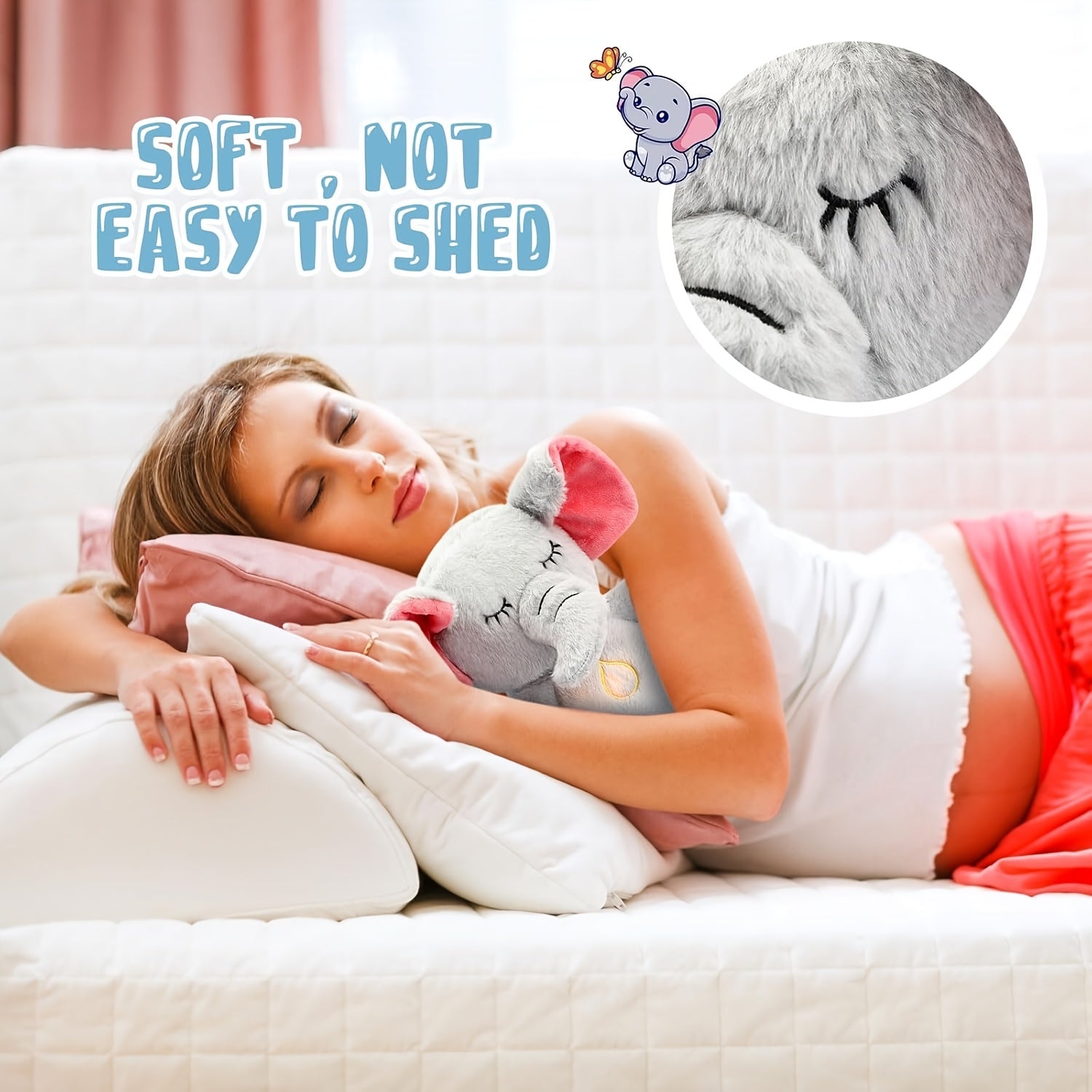 Breathing Stuffed Animal Calming Soothers for Sleep Heartbeat Plush with Music Lights and Rhythmic Breathing Motion Portable Plush Sound Machine, The Perfect Sleep Buddy, Baby Boy Gifts