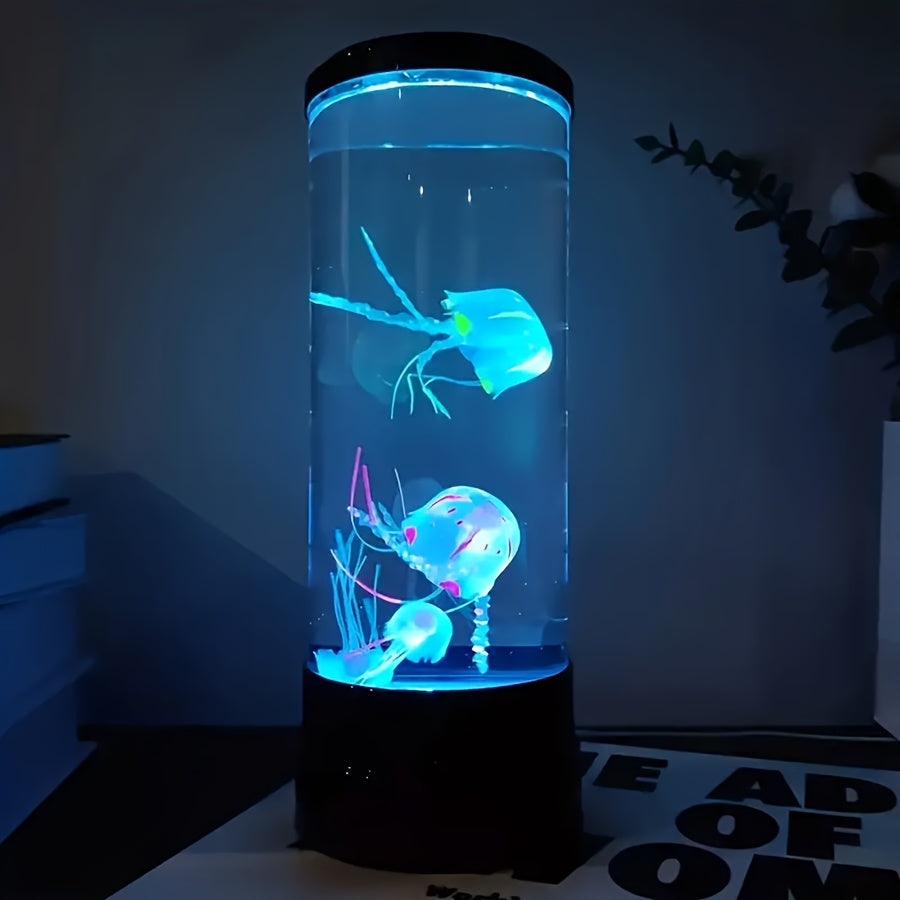 LED Jellyfish Lava Lamp - USB Powered Artificial Jellyfish Aquarium Lamp, Color Changing Night Light for Home Office Room Desk Decor, Perfect Christmas Birthday Romantic Gift for Parents