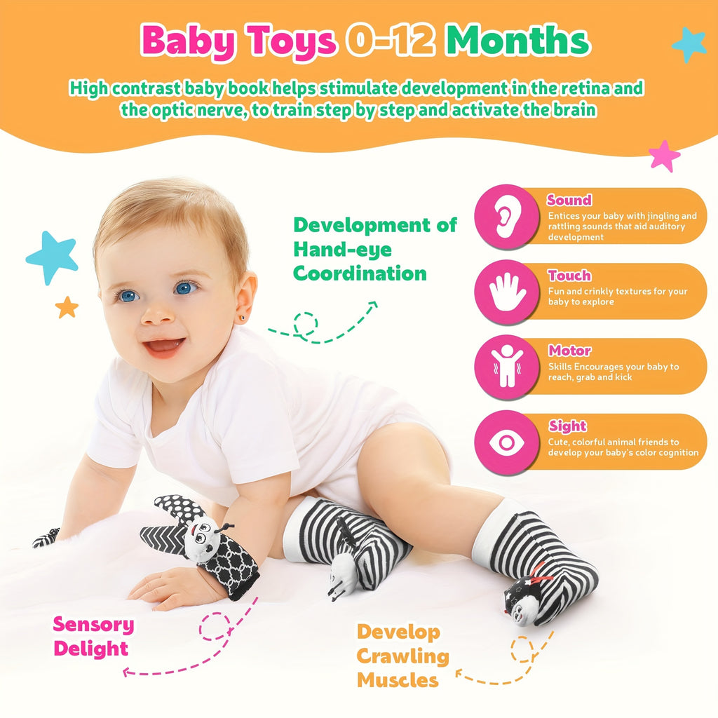 Baby Rattle Socks Toy for Girls And Boys Aged 3-6 Months to 12 Months, Designed for Learning.