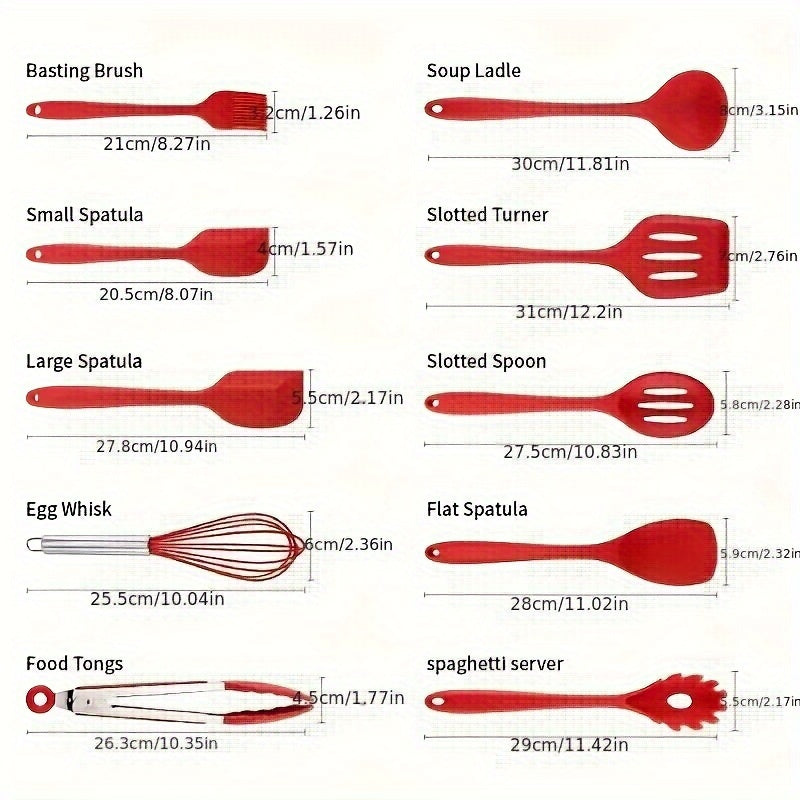 10pcs Premium Heat Resistant Silicone Kitchen Utensils Set - Non-Stick, Easy to Clean, Durable Kitchen Tools for Cooking, Baking, and Serving - Back to School Essentials, Household Baking Kit, and Kitchenware for Home Cooks