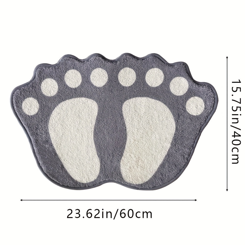 Home Relaxation, Cute Boot-Shaped Non-Slip Bath Mat - Machine Washable, Soft Polyester & PVC Blend, Grey and Cream Color, Perfect for Bathroom Decor