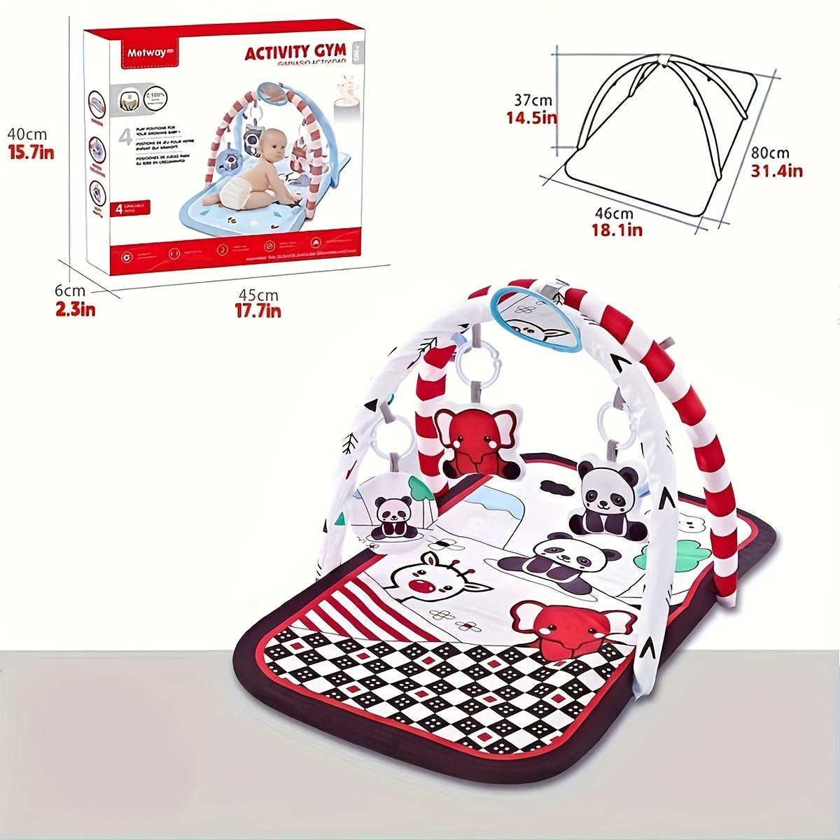 Baby Gym Play Mat, Cartoon Styling, Crawling Mat, Perfect Birthday Gift For Newborns & Toddlers, Perfect For Stimulating Play & Exercise, Learning & Educational Toys