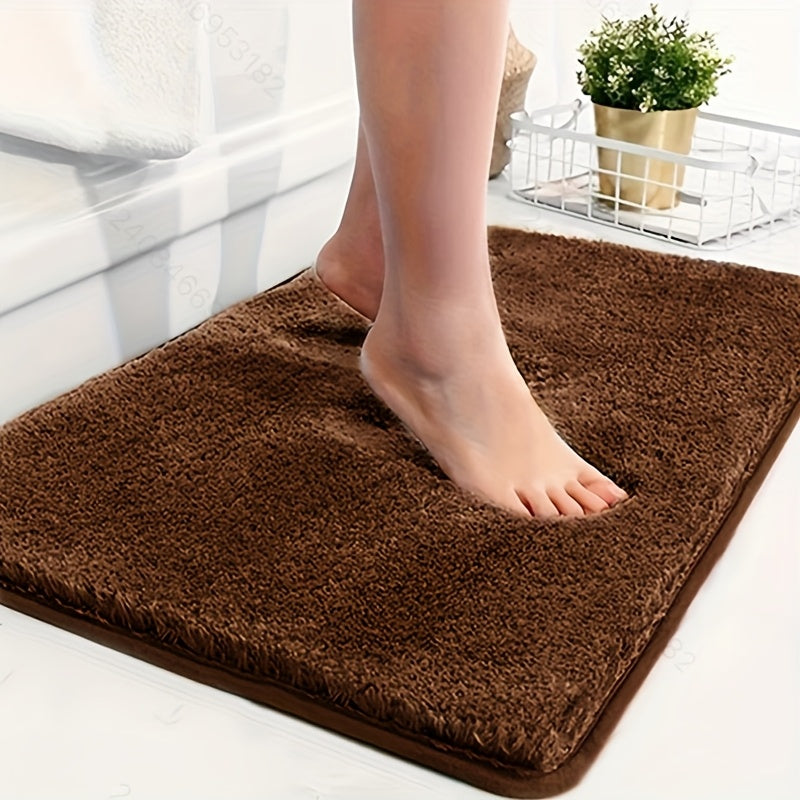 1 Thickened Microfiber Fluffy Long Plush Soft Comfort Mat Bathroom Rug Non-Slip Bath Door Mat for Bedroom Living Room Kitchen Floor Mat, Shedding and Fade-Resistant