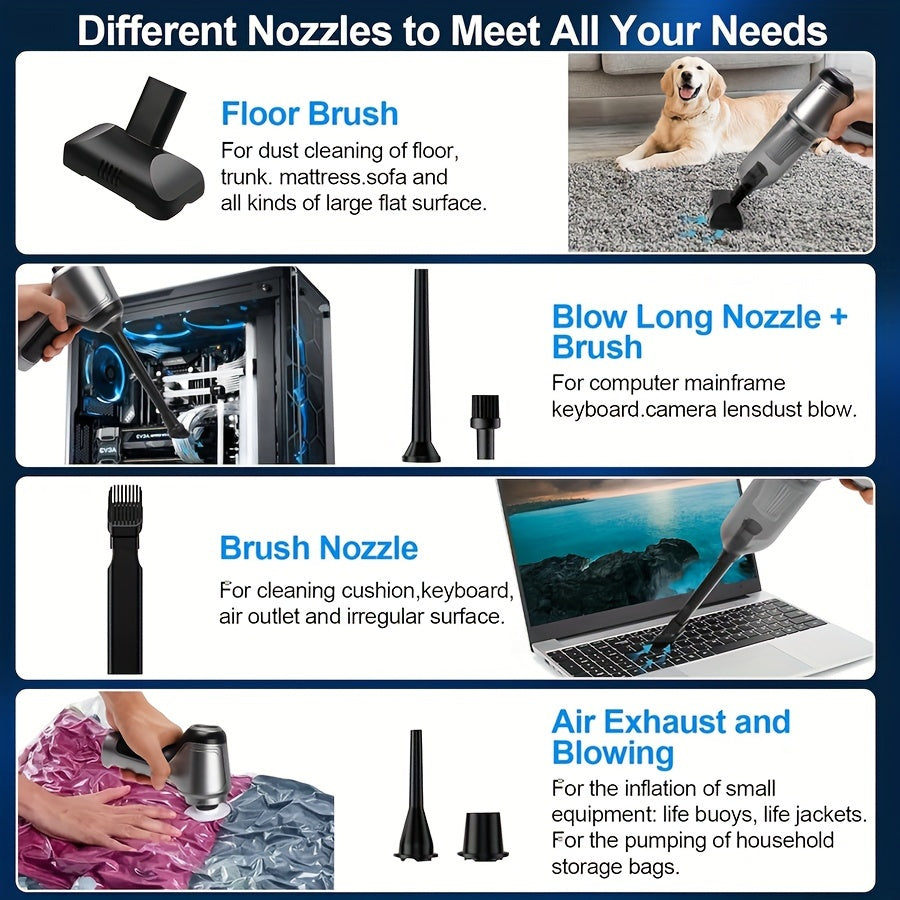 1pc Vacuum Cleaner 15000PA Wireless Handheld Vacuum Cleaner Home Appliance Car Vacuum Cleaner Wireless Handheld Car Vacuum Vacuuming And Blow 2in 1 Portable Strong Suction Cleaner Vacuum Accessories Cleaning Accessories Small