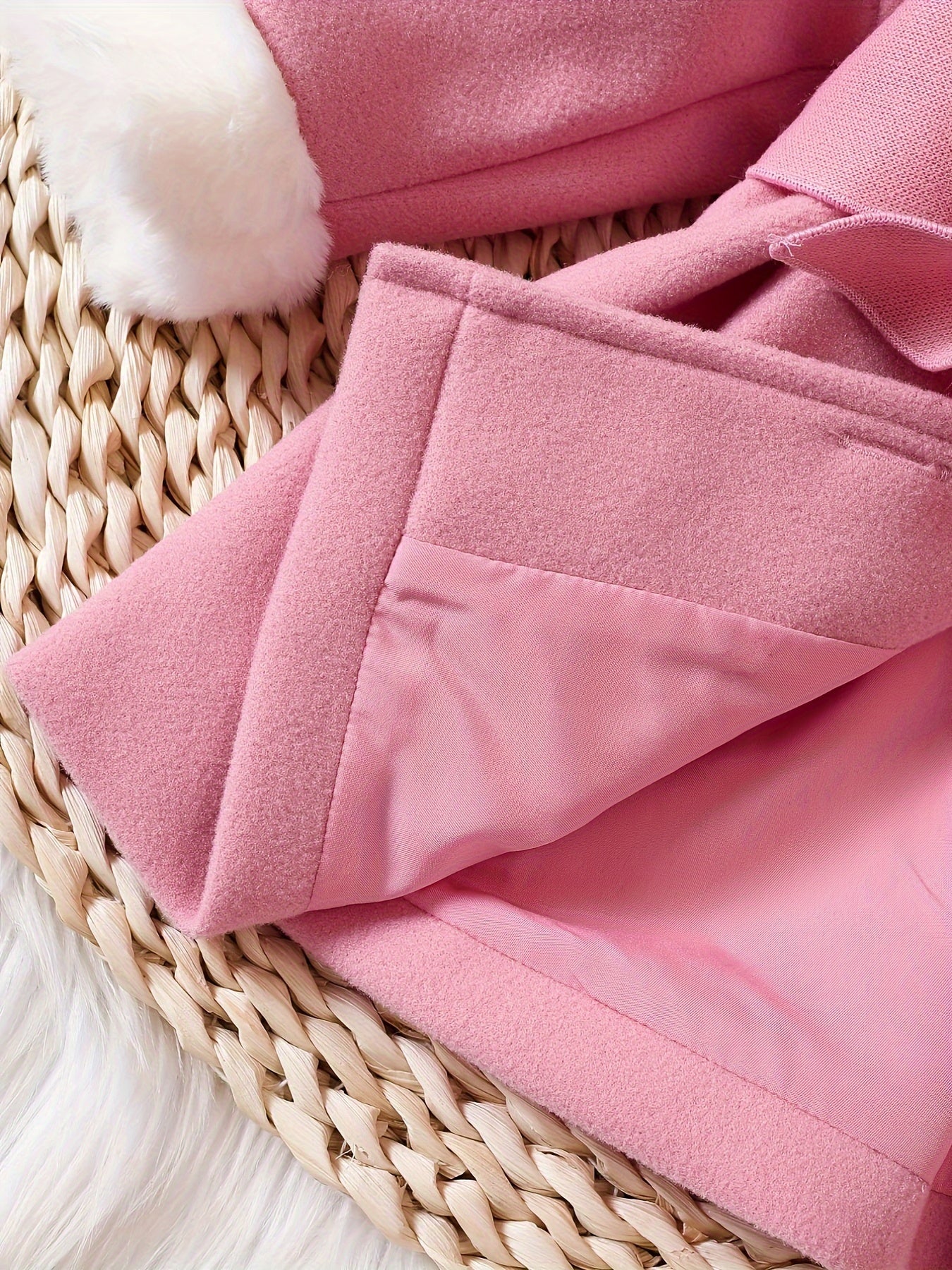 Baby's Elegant Fuzzy Collar Belted Coat, Button Front Warm Overcoat, Baby Girl's Clothing For Fall Winter Outdoor