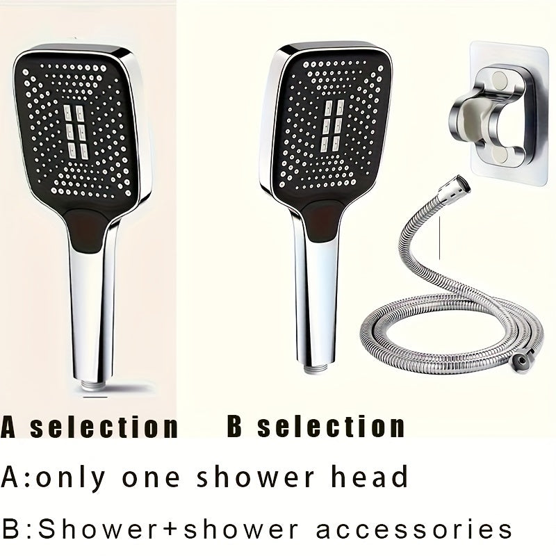 Square Button Shower Head: Ultra-Powerful Boosted Water Pressure Square Large Nozzle Rainfall Handheld Shower for Home Hot Water Heater