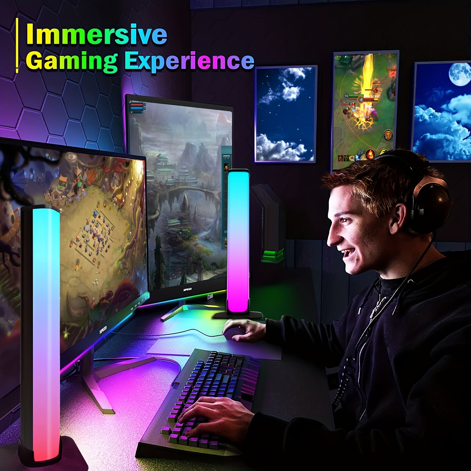 RGB Smart LED Light Bars, 2pcs/set USB Desktop Atmosphere Lights, Night Light, Rhythm Lamp, Wireless APP Remote Control, Music Sync Backing For Game TV, Home Decor Living Room, Wedding Decor, Desk Office Accessories, Camping,