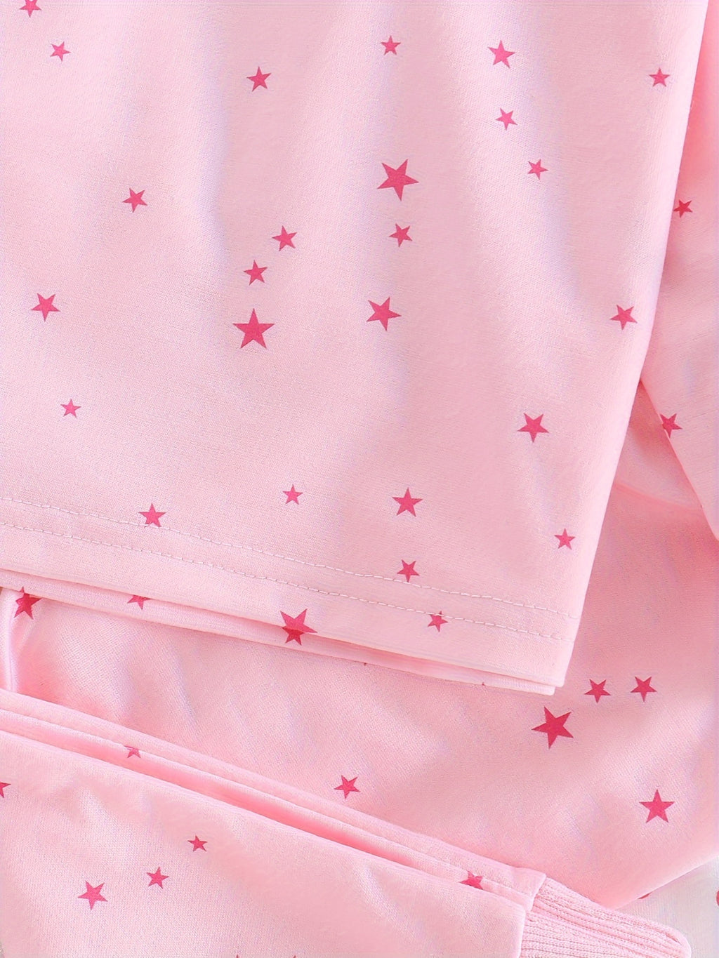 3 Sets Baby Girl's Pink Series Star Pattern Long Sleeve Top & Trousers Pajama Set, Comfy & Skin-friendly PJ Set, Baby Girl's Loungewear, As Daily Gift