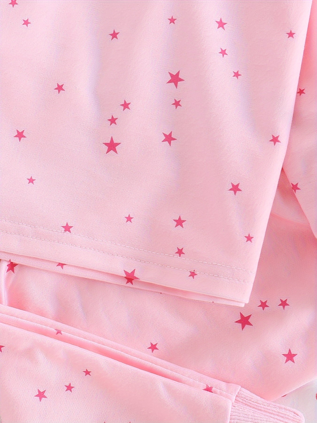 3 Sets Baby Girl's Pink Series Star Pattern Long Sleeve Top & Trousers Pajama Set, Comfy & Skin-friendly PJ Set, Baby Girl's Loungewear, As Daily Gift