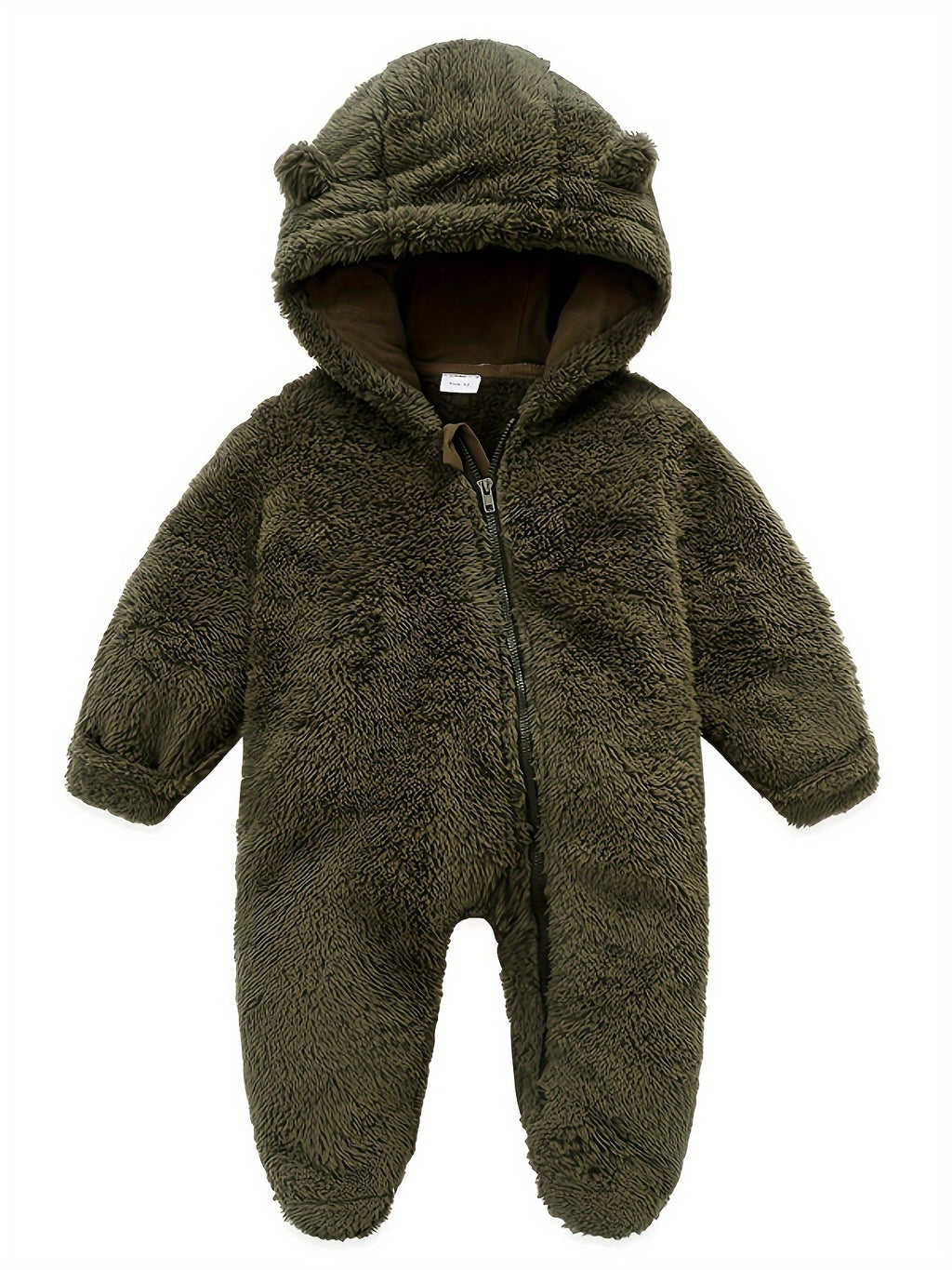 Skytwo Cozy Navy Blue Polar Fleece Baby Jumpsuit with Cute Bear Ears Hood - Soft, Warm, Windproof, Easy-Diaper Zipper, Elastic Cuffs for Winter Comfort, Baby Romper, Perfect for Outdoor