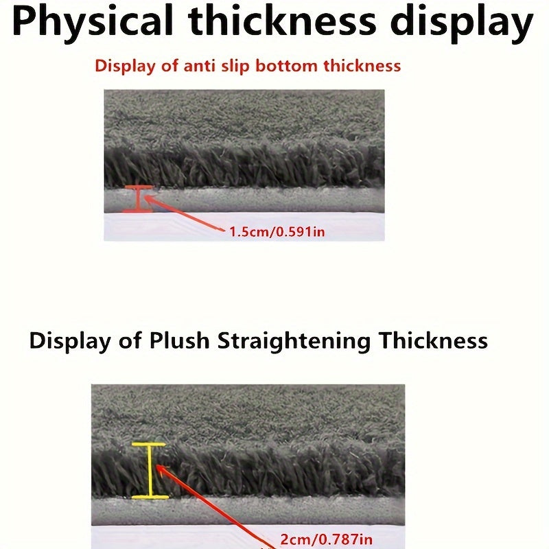 1 Thickened Microfiber Fluffy Long Plush Soft Comfort Mat Bathroom Rug Non-Slip Bath Door Mat for Bedroom Living Room Kitchen Floor Mat, Shedding and Fade-Resistant