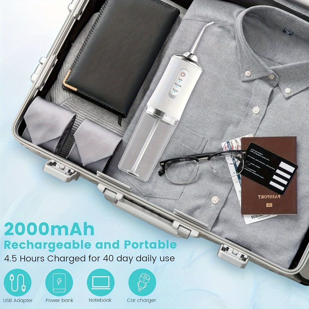 Electric Water Flossers For Teeth, Whitening Dental Oral Irrigator With 4 Jet Tips Nozzles, Waterproof Whitening Teeth Brush Kit At Home And Travel
