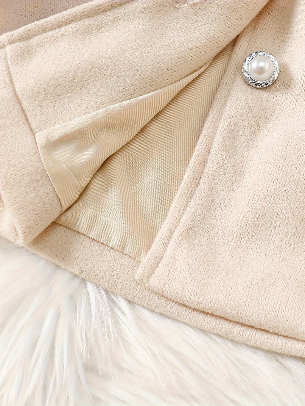 Baby's Elegant Fuzzy Collar Belted Coat, Button Front Warm Overcoat, Baby Girl's Clothing For Fall Winter Outdoor