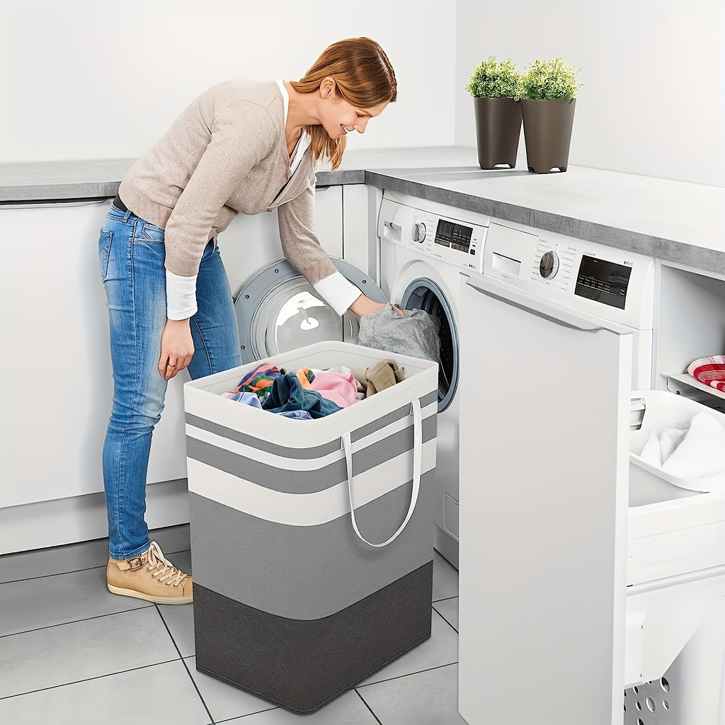 Large Laundry Basket, Freestanding with Expandable Folding Clothes Rack, Suitable for Dorm and Home Clothing Toys - Gradient Gray, 74.99L, Suitable for Hotel, Laundry Baskets