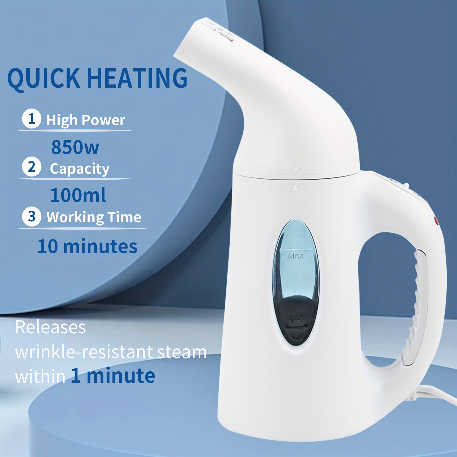 Steamer For Clothes, Portable Garment Steamer Handheld Design, 850W, Strong Penetrating Steam, Removes Wrinkle, For Home, Office And Travel (UK)