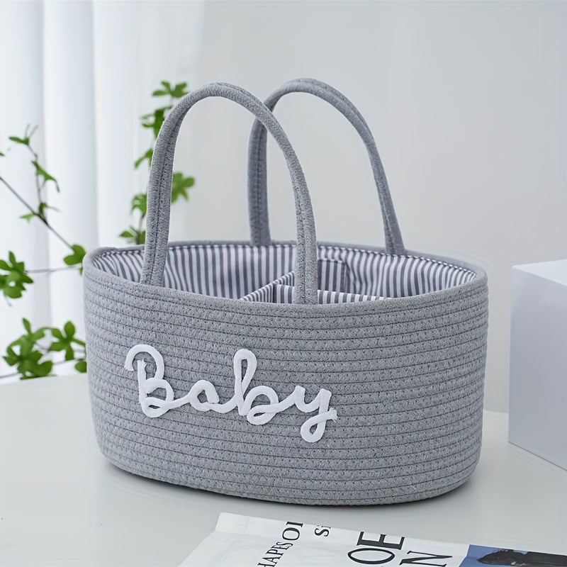 1pc Woven Storage Basket, 3 Compartments Portable Storage Basket, Feeding Bottle Diaper Mother Bag, Utensils Organizer Basket, Bathroom Supplies Storage Basket For Swimming Pool, Home Organization And Storage, Kitchen Bathroo