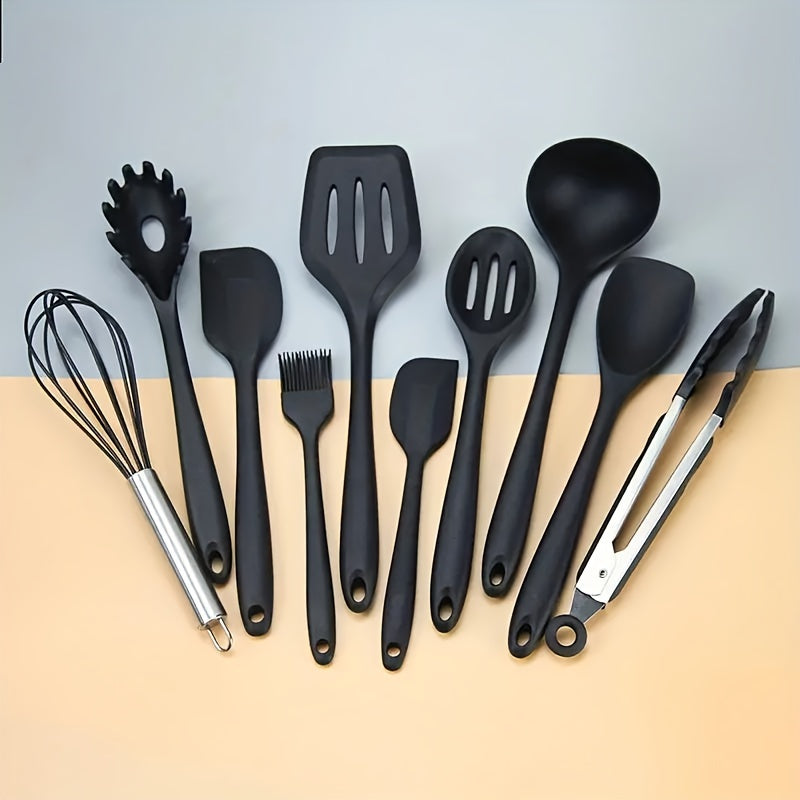 10pcs Premium Heat Resistant Silicone Kitchen Utensils Set - Non-Stick, Easy to Clean, Durable Kitchen Tools for Cooking, Baking, and Serving - Back to School Essentials, Household Baking Kit, and Kitchenware for Home Cooks