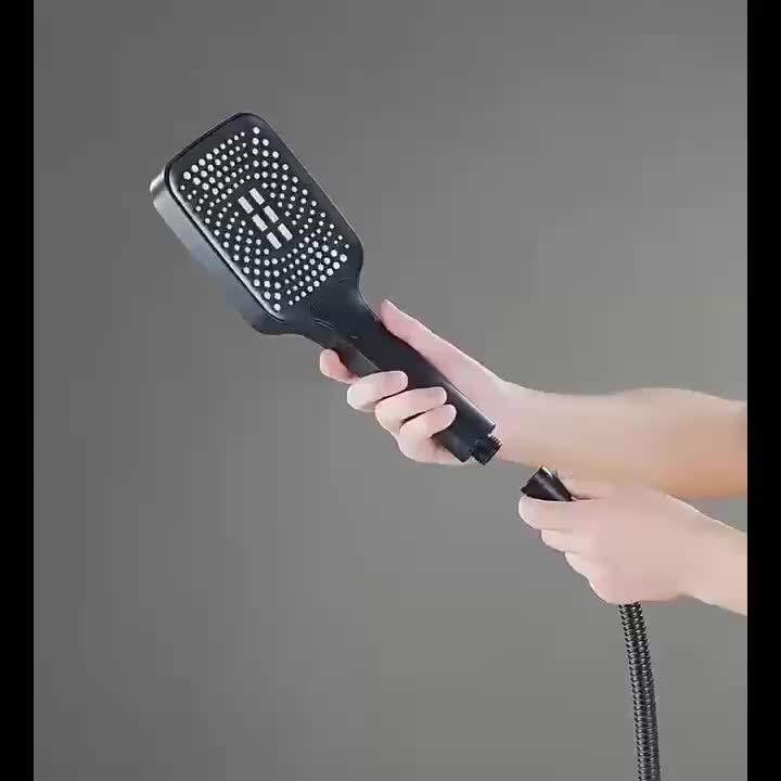 Square Button Shower Head: Ultra-Powerful Boosted Water Pressure Square Large Nozzle Rainfall Handheld Shower for Home Hot Water Heater
