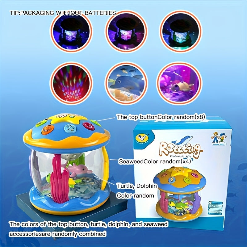 1pc CATNA BUTY Baby Musical Play Gym with Ocean Projector Lights, ABS Material, Interactive Toy for 6-36 Months, Crawling & Tummy Time Development, Suitable for Boys & Girls - Random Colorchristmas Stocking Stuffers, Christma